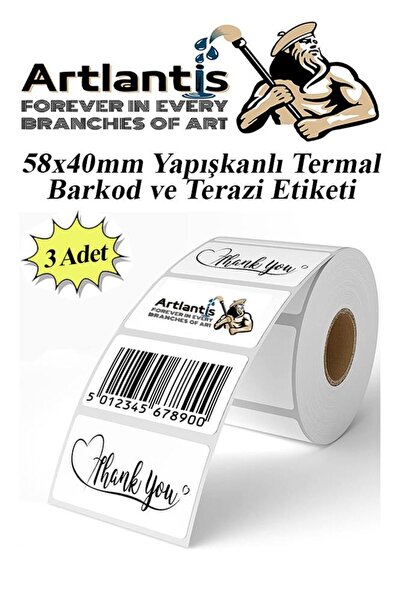 Artlantis Etichete adezive cu coduri de bare 58X40 mm, 3 bucăți, etichete ter...