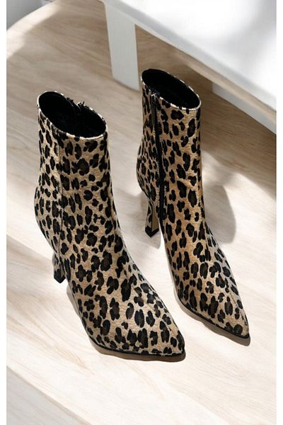 myshoes κοντές μπότες λεοπάρ