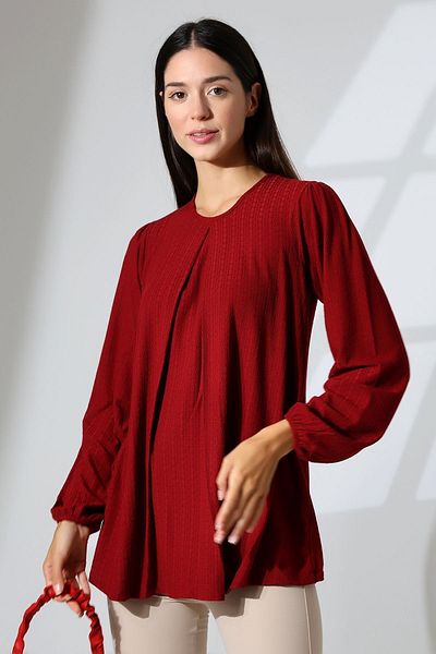 Şiir Manila Women - Μια πλισέ ζακάρ χτενισμένη βαμβακερή μπλούζα & χιτζάμπ φούστα