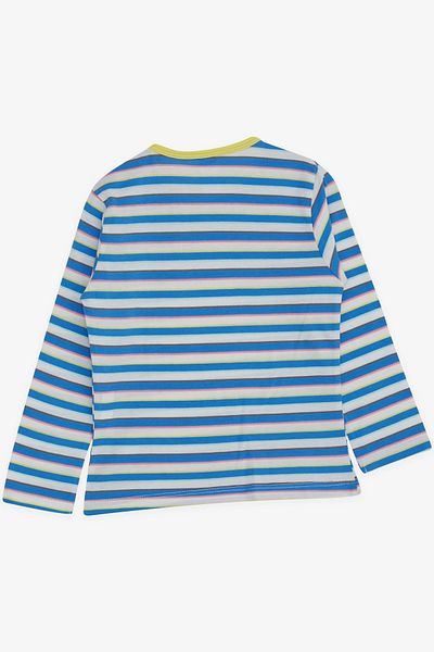 Breeze Baby Boy Long Sleeve T-Shirt with Patchwork Colorful Stripes 9 Months-3 Years, Mixed Color
