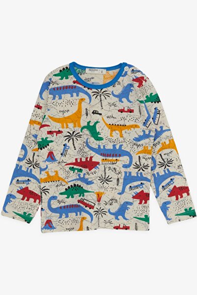 Breeze Baby Boy Pajama Set, Dinosaur Patterned, 9 Months-3 Years, Cream