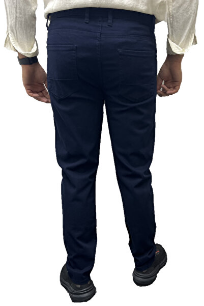 Polviton Ευέλικτο λινό παντελόνι - Slim Fit, Lycra, Navy Blue 106
