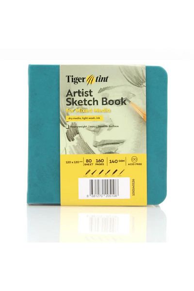 Tigertint Turquoise 80 Yp Hard Cover 12X12 cm Sketchbook - 140 Gr