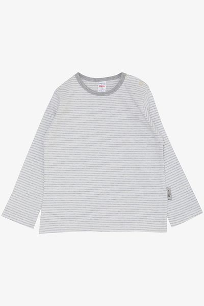 Breeze Baby Boy Long Sleeve T-Shirt Placket Striped 9 Months-3 Years, Light Gray Melange