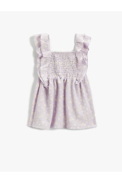 Koton Partykleid aus elastischer Baumwolle mit Trägern und Rüschen