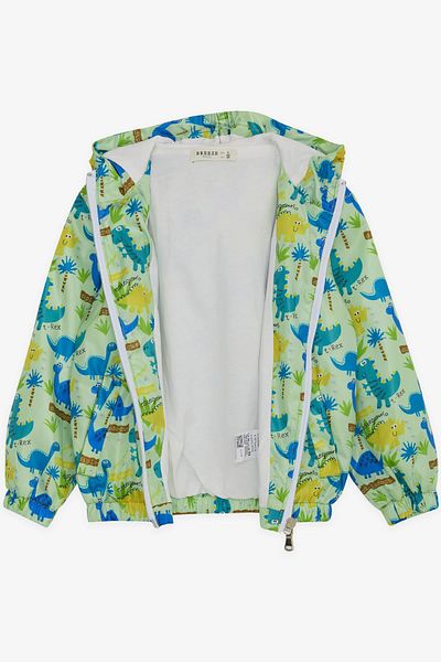 Breeze Boy's Raincoat, Cute Dinosaur Patterned, Age 1-5, Pistachio Green
