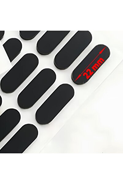 NZB Siyah Eva Bazlı Darbe Ses Kapı Stoperi Keçe Yapışkanlı 22 mm (30'lu PAKET) Dolap Kapak Çekmece Oval