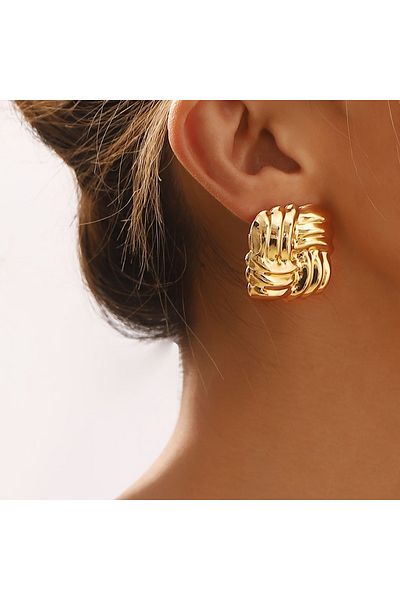 Atelier Çağla Big Square Design Earrings