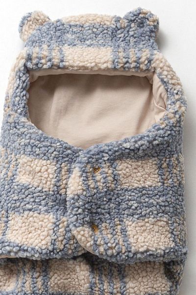 Cassiope Eared Plaid Outer Swaddle Booties Sleeping Bag Wellsoft Baby Boy Blanket