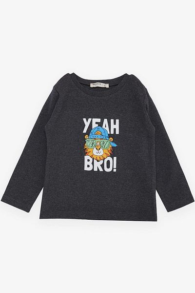 Breeze Girls & Boys Boys Long Sleeve T-Shirt with Hat Cool Lion Printed 1-4 Years, Dark Gray