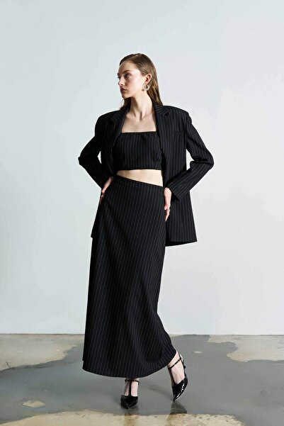 Merve DAĞLI Fusta neagră cu dungi BLAIRE