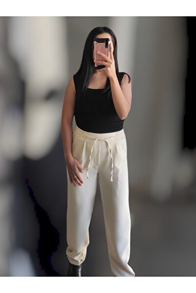 Sublime Butik Pantaloni de damă din țesătură lejeră cu talie elastică