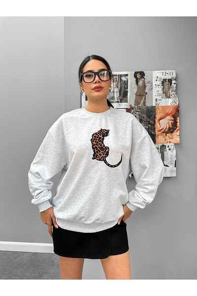 ESRAHELVACI Gray Leo Embroidered Sweat