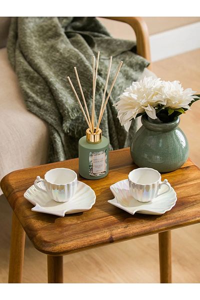 LC Waikiki Porcelain Coffee Cup Set for 2 People with White Oyster Figure
