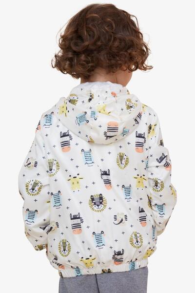 Breeze Boy's Raincoat Animalistic Patterned 1-5 Years, Cream