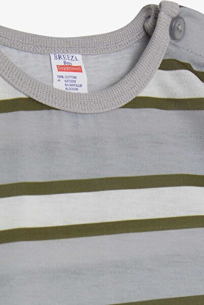 Breeze Baby Boy Long Sleeve T-Shirt Patchwork Striped 9 Months-3 Years, Mixed Color