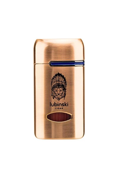 Lubinski Lion Kapaklı Delicili Tek Torch Puro Çakmağı Gold