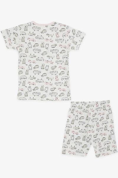 Breeze Baby Girl Pajama Set, Colorful Kitten Patterned, 9 Months-3 Years, White