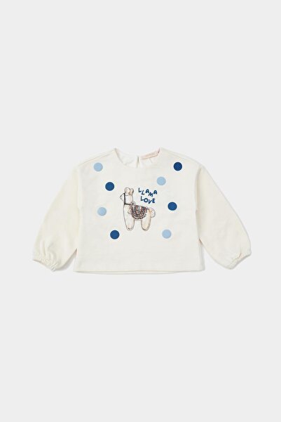 GB Baby Ecru Baby Girl Sweatshirt - Bg Store 23pssbg2406