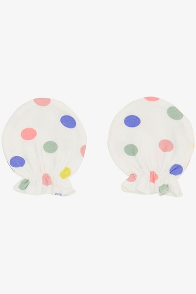 Breeze White Colored Polka Dot Newborn Baby Gloves