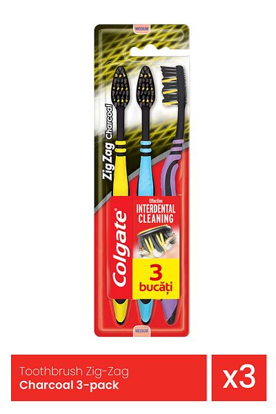 Colgate Toothbrush Zig-Zag Charcoal 3 pcs x 3 pieces