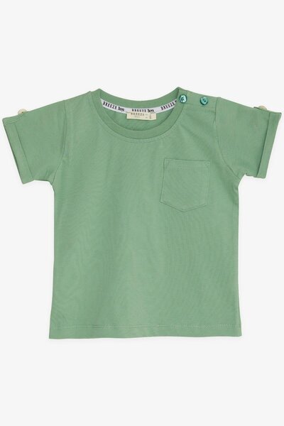 Breeze Baby Boy T-Shirt with Pockets, Buttons on Sleeves and Accessories, 9 Months-3 Years, Mint Green