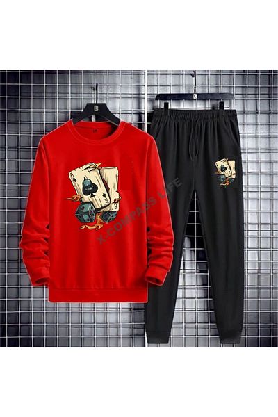 x-compass life Σετ φόρμας Unisex με στάμπα με ζάρια - Crew Neck