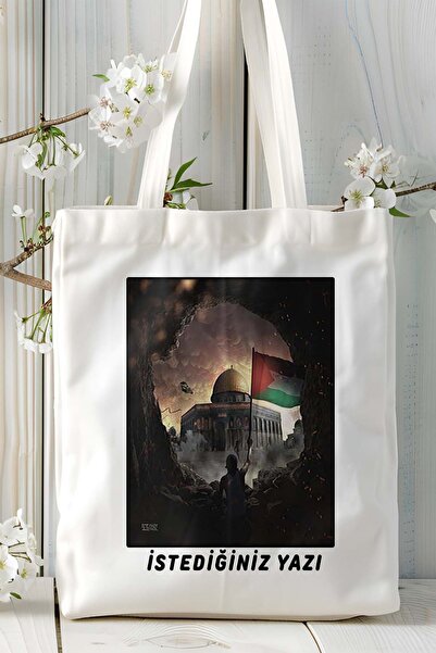 ART HEDİYE filistin Palestine bayrak Baskılı Bez Çanta Omuz Çantası kişiye özel model