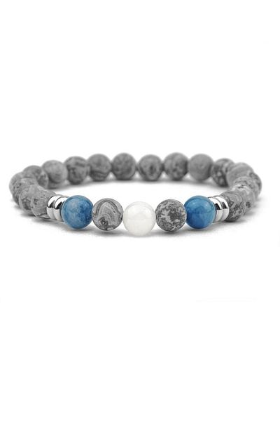 Alnis Atelier Gray Jasper, Ceyt and Moon Stone Natural Stone Bracelet