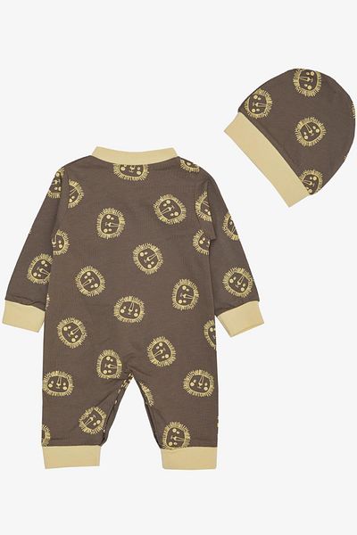 Breeze 0-6 Months Baby Boy Mink Romper - Cute and Lion Pattern