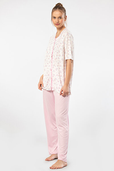 TÜREN 3370 Women's Plus Size Short Sleeve Pajama Set-Pink