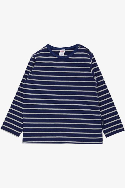 Breeze Baby Boy Long Sleeve T-Shirt Placket Striped 9 Months-3 Years, Navy Blue