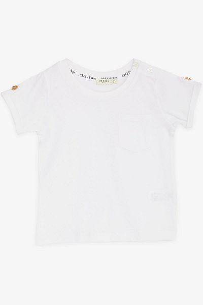 Breeze Baby Boy T-Shirt with Pockets and Buttons on Sleeves and Accessories 9 Months-3 Years, White
