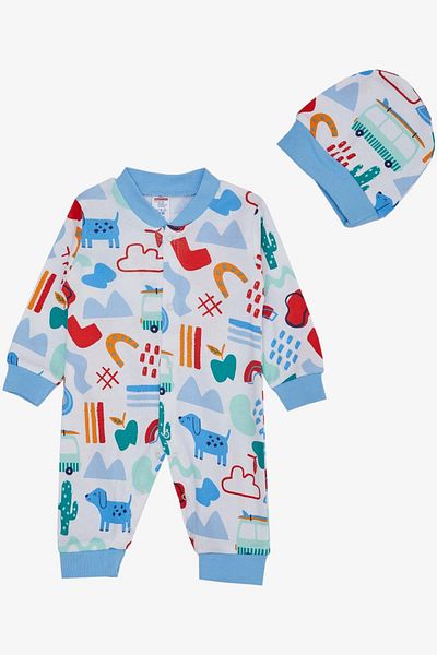 Breeze Baby Boy Booties Jumpsuit Patterned Puppy Printed 0-6 Months, White