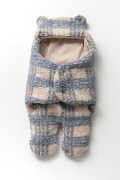 Cassiope Eared Plaid Outer Swaddle Booties Sleeping Bag Wellsoft Baby Boy Blanket