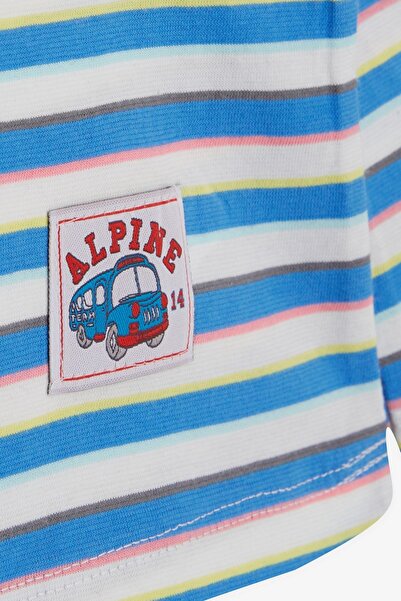 Breeze Baby Boy Long Sleeve T-Shirt with Patchwork Colorful Stripes 9 Months-3 Years, Mixed Color