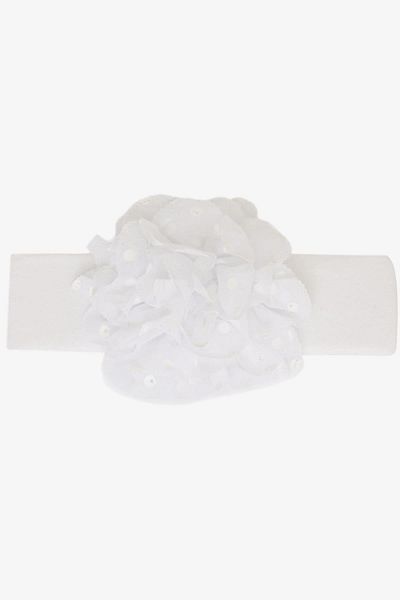 Minidamla White Rose Polka Dot Patterned Baby Girl Hair Band