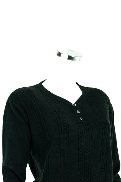 Oppland Pulover țesut Kardelen din bumbac lycra cu guler cu pere de iarnă negru