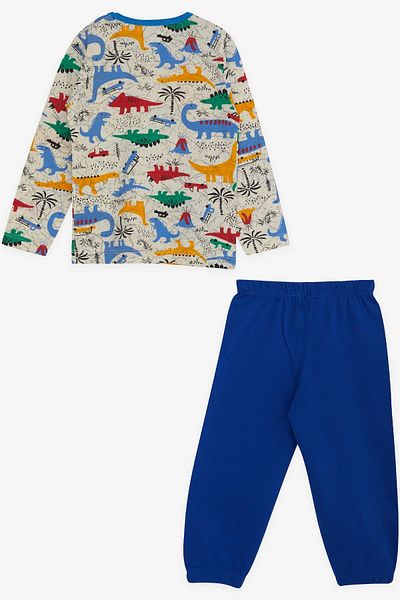 Breeze Baby Boy Pajama Set, Dinosaur Patterned, 9 Months-3 Years, Cream