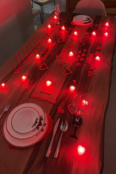 Parti dolabı 72 Pieces Romantic Birthday Table Decoration Felt Set Marriage Proposal Anniversary Romantic Set