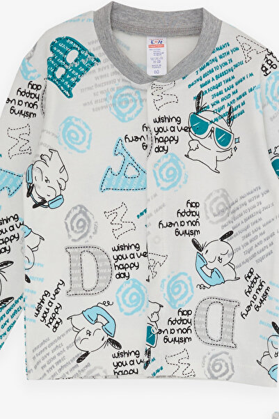 Breeze Baby Boy Pajama Set, Text Patterned, 4 Months-1 Years, Ecru