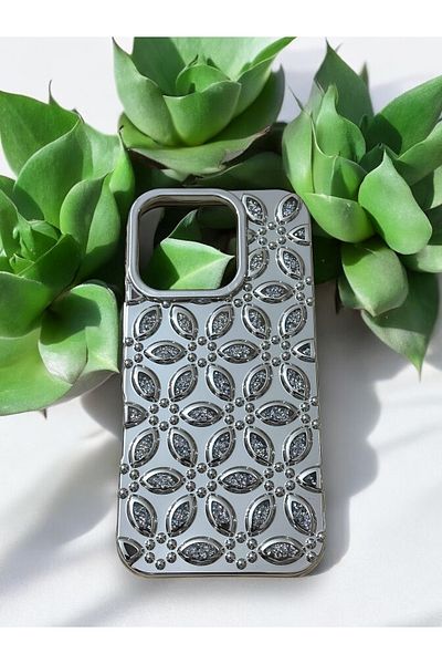 HKN iPhone 16 Pro Max Silvery Patterned Phone Case