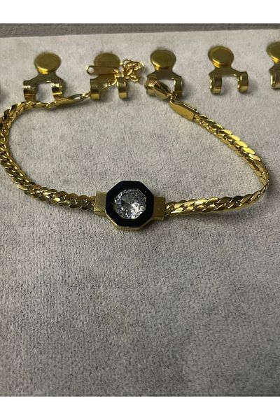 OSAY 316L Steel Gold Color Zircon Stone Enamel Italian Chain Serenay Bracelet