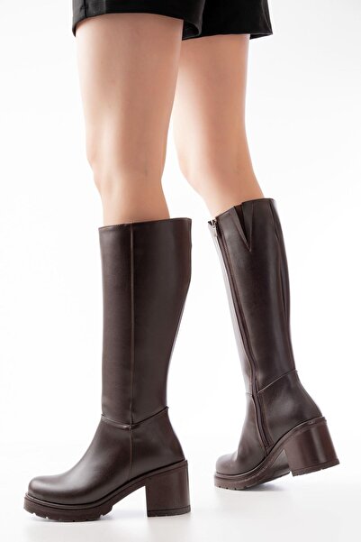 Aymood 767-3013 Καφέ καθημερινές γυναικείες μπότες με φερμουάρ