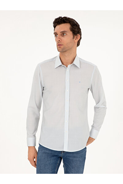 Cacharel Blue Slim Fit Striped Wool Shirt 50291363-Vr036