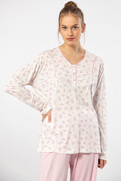 TÜREN 3366 Women's Plus Size Long Sleeve Pajama Set-pink