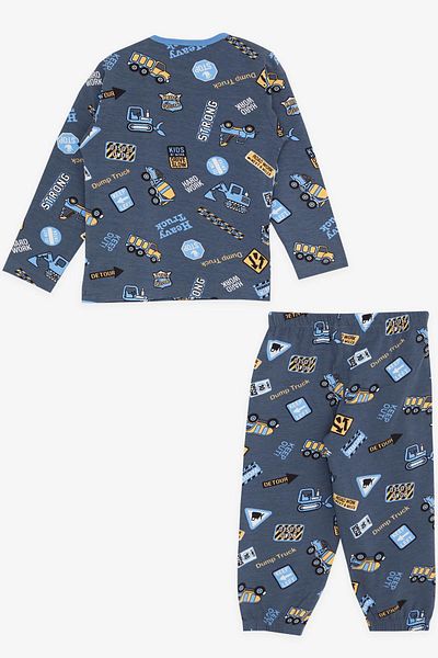 Breeze Girls & Boys Baby Boy Pajama Set, Heavy Equipment Themed, 9 Months-3 Years, Smoked