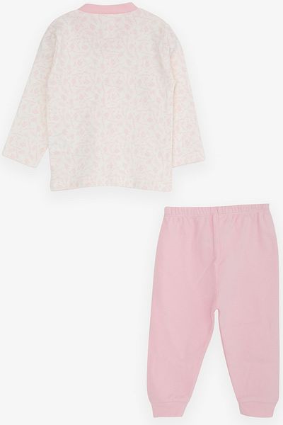Breeze Leaf Patterned Baby Girl Pajamas Set - 4 Months-1 Years, Ecru