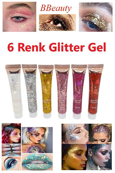 BBeauty 6 Colors Face Hair Body Glitter Set - Face Hair Body Gel