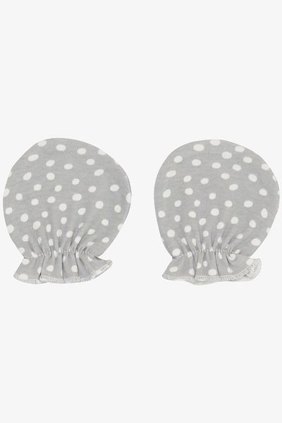 Breeze Light Gray Polka Dot Patterned Newborn Baby Gloves